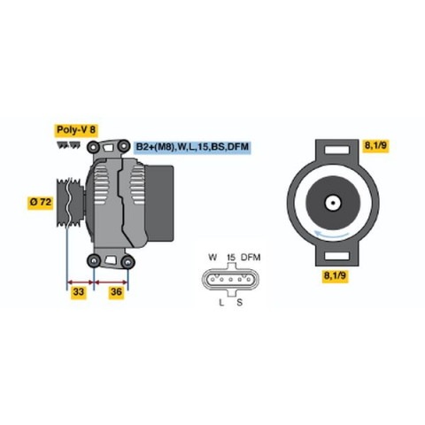 Alternator BOSCH 0 124 555 008- Trodo.com