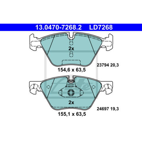 Kit de plaquettes de frein, frein à disque ATE Ceramic 13.0470