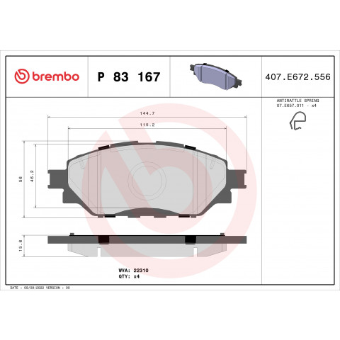 Remschoenenset S 83 574 BREMBO - Met Handremhendel